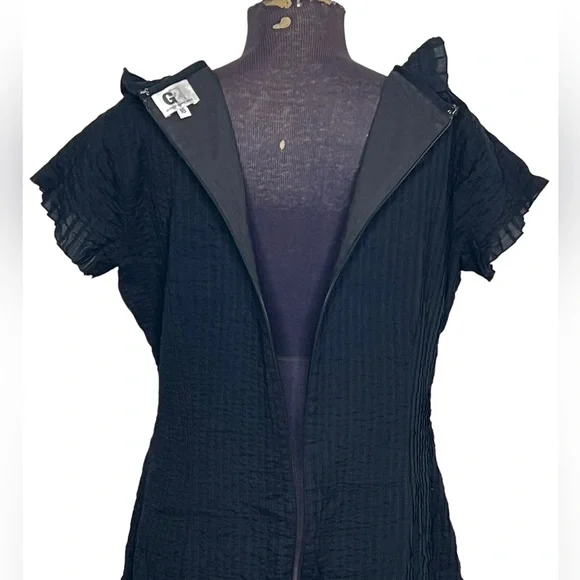 G2 by George Gross Womens Dress Size 16 Black Midi V-Neck A-Line 100% Cotton - Picture 7 of 10